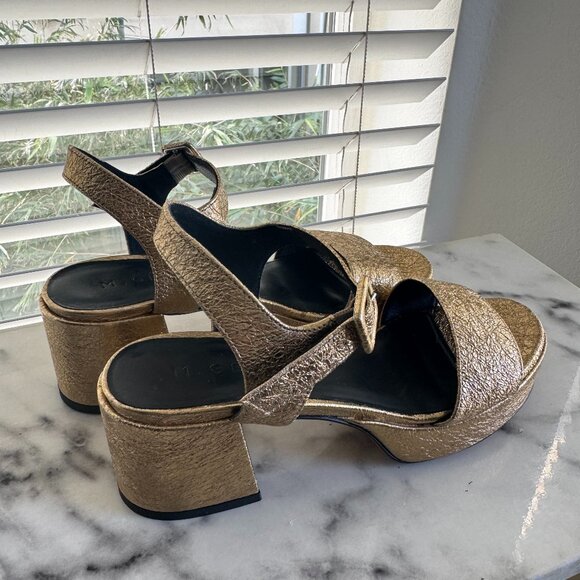M. Gemi Lizza Nuova Limited Edition Warm Gold leather platform sandals 35.5, EUC - Picture 7 of 9